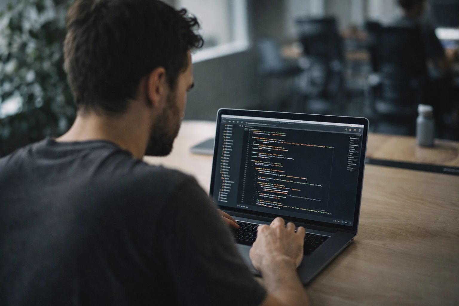 Developer and marketer reviewing code deployment